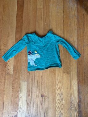 Mini Boden Green Long-Sleeve Tee with Polar Bear Applique